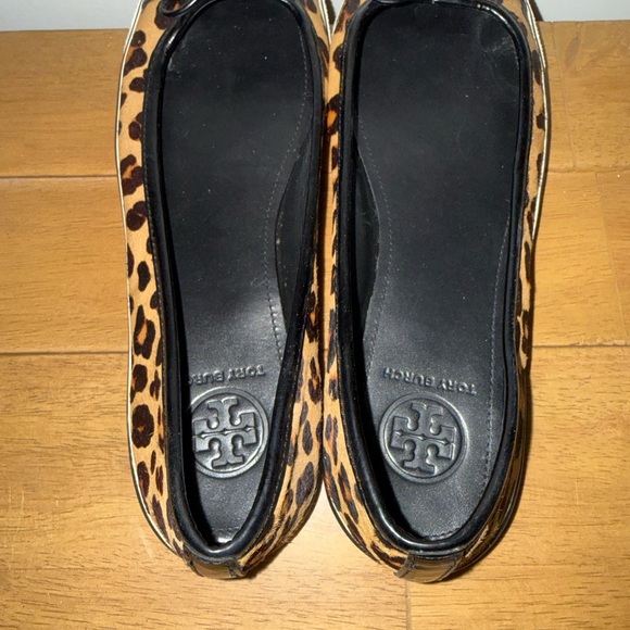 Tory Burch Black and Tan Leopard Flats Size 7.5